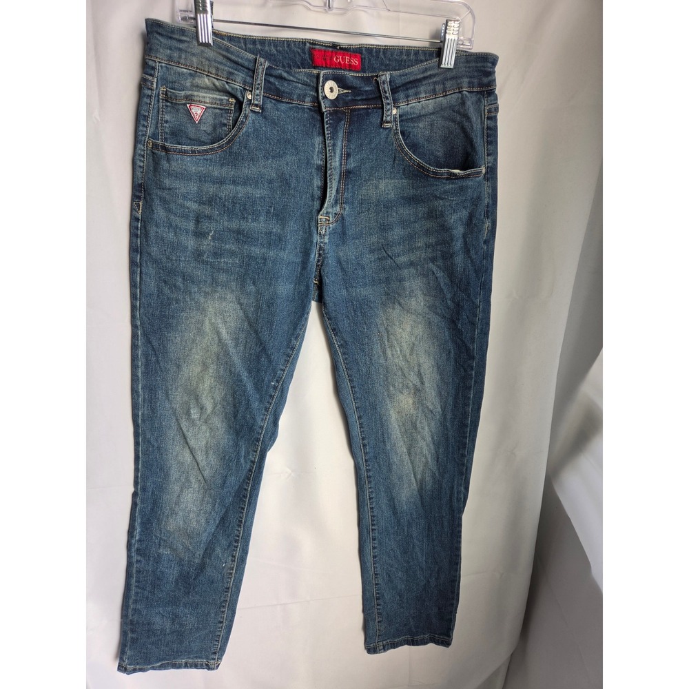Guess  Jeans Mens  Blue Medium Wash Slim Mid Rise Straight